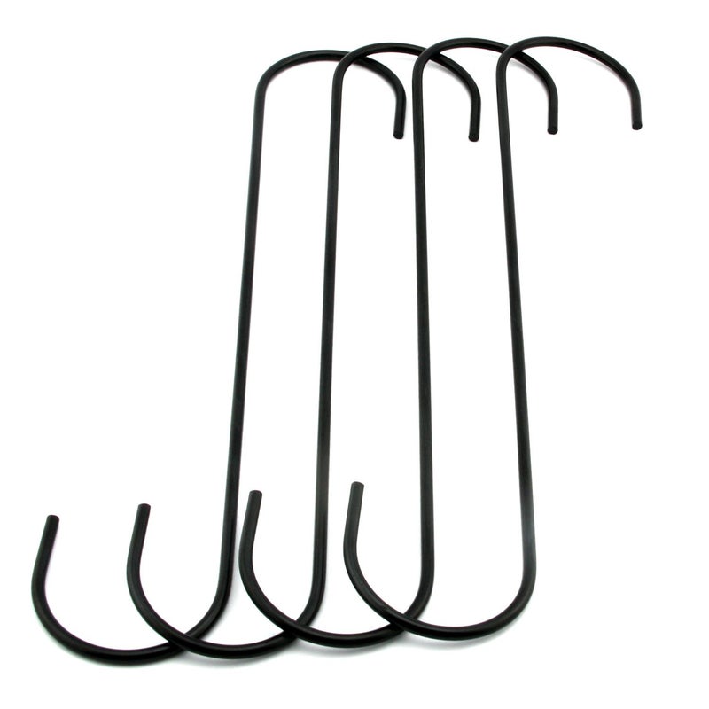 RuiLing 4 - Pack Extra Large 10"Black Antistatic Coating Steel Hanging Hooks S Shaped Heavy-Duty S Type Hooks,Best for Kitchenware, Pots, Utensils, Plants, Wardrobe, Gardening Tools, Clothes. - Image 1
